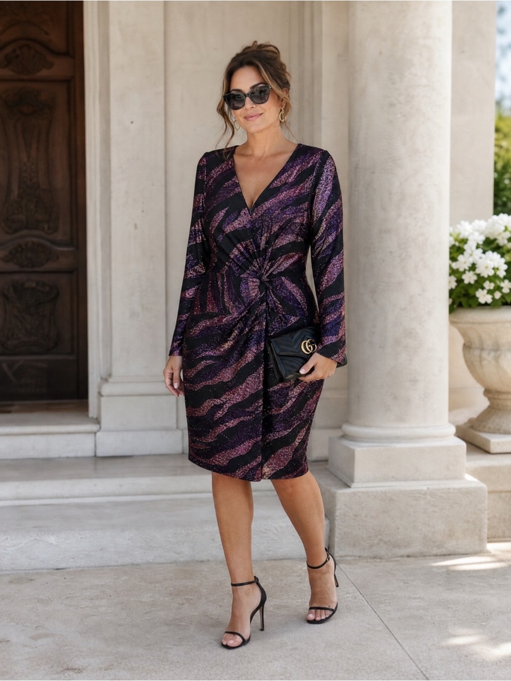Siena NWT Shimmer Zebra Print Cocktail Dress Size 16 $128 Retail